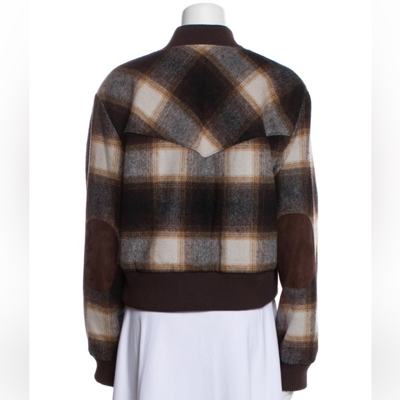 🤎Veronica Beard Stanley Bomber Jacket in Multi Color Plaid SZ 10 Elbow patches - Picture 3 of 16